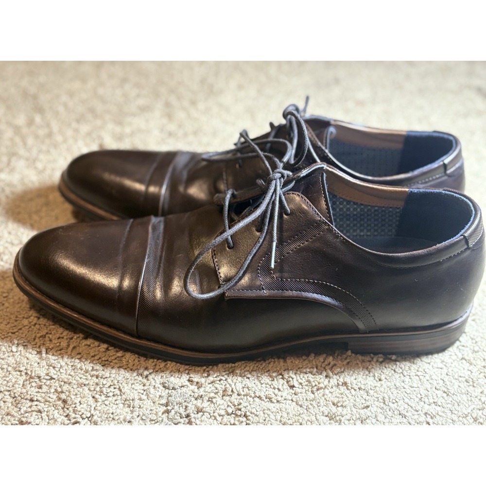 Steve Madden Dress Shoes Men 14M P-Reckon Cap Toe Lace Up Oxford Brown - Picture 3 of 6